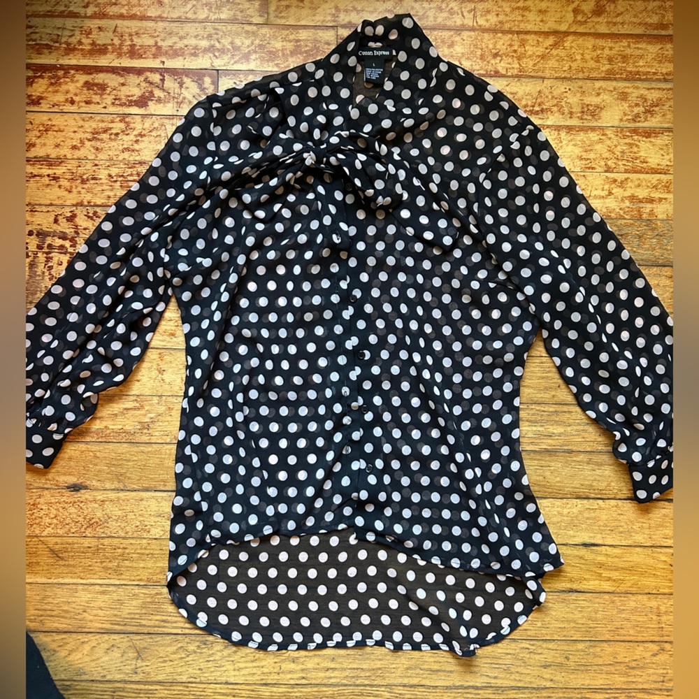 Cotton Express Black and White Polka Dot Blouse